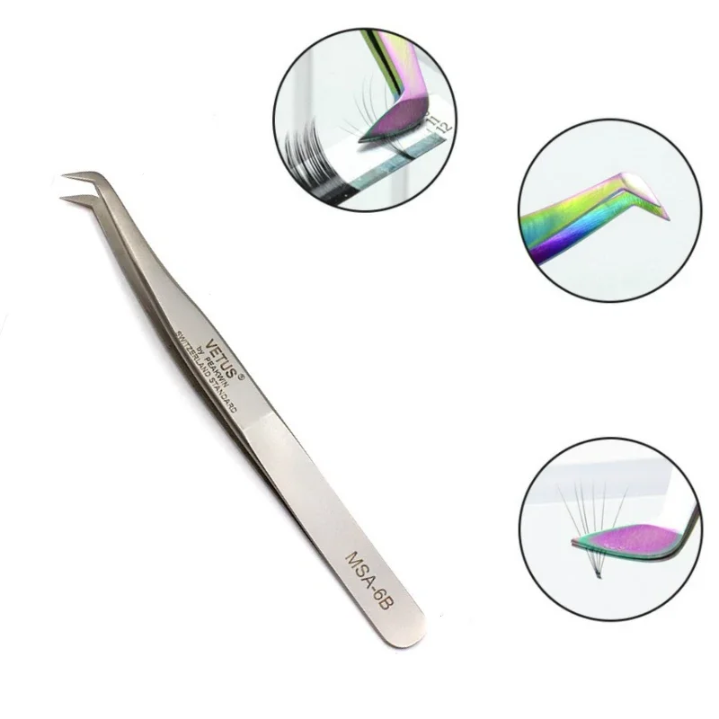 100% VETUS 6A-SA MSA6B Eyelash Tweezer 3D/6D Volume Eyelash Extension Tool Fan Lash Tweezer Best Quality Tweezers