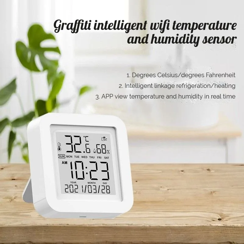 

TH06 Temperature And Humidity Sensor Tuya Smart App Remote Control Digital Indoor Temperature Humidity Sensor Detector With Date