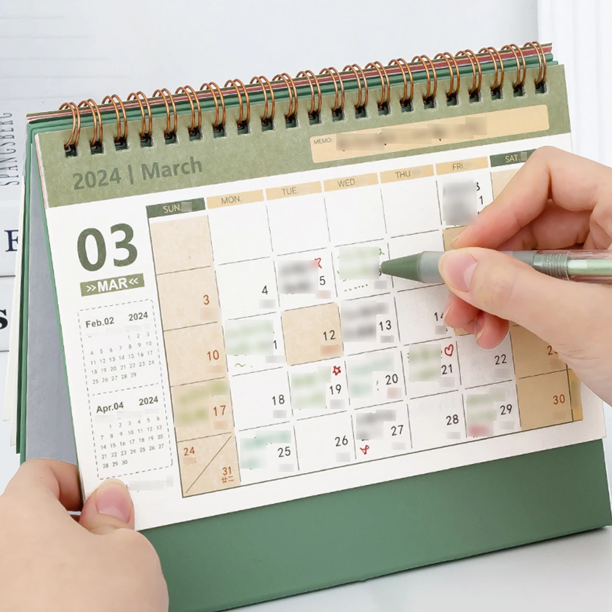 2024 Simple Solid Color 2023 Mini Desk Calendar Ins Small Lunar Planning Notebook Desktop Creative Gift