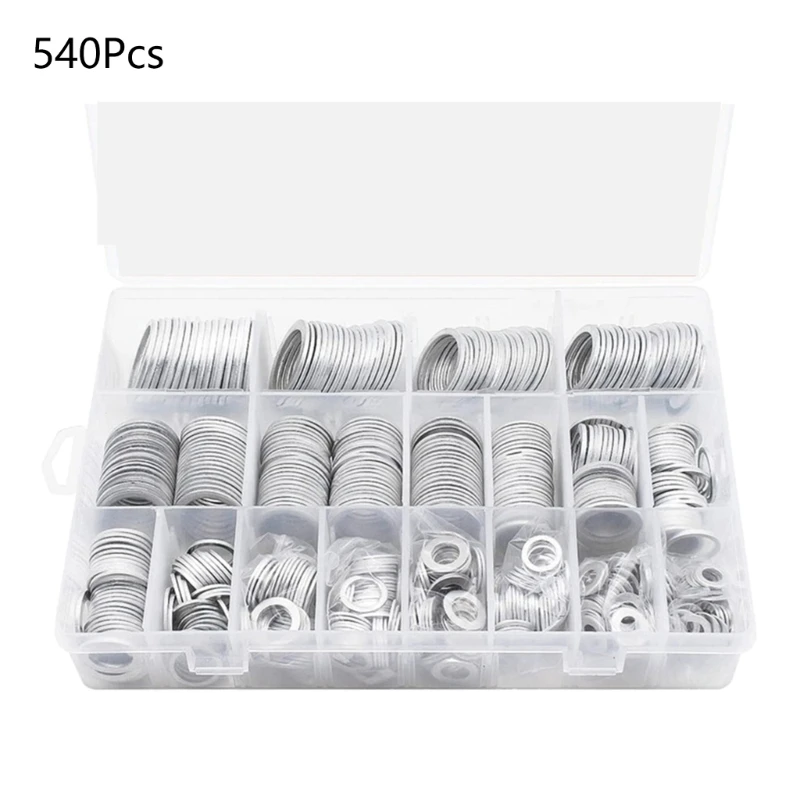 540Pcs Aluminum Flat Washers Silver Round Washers Round Plug with Center Hole