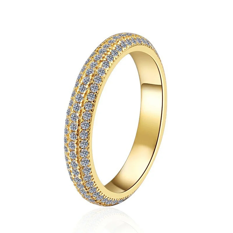 

ZFSILVER Simple Silver s925 Full Moissanite 3 Row Ring for Women Fashion Trendy Luxury Jewelry Gifts Party Wedding Charms JZ0196