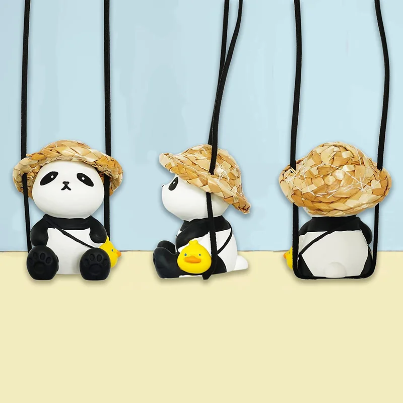 

Swing Car Pendant Cute Panda Swing Auto Rearview Mirror Hanging Ornaments Cartoon Decor Auto Decoration Accessories