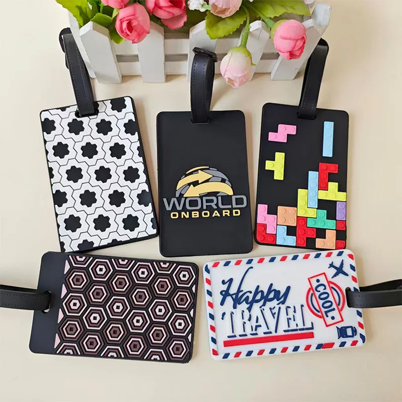 

Новые геометрические бирки для багажа из ПВХ, бирки для посадочных талонов, милые бирки для чемоданов, идентификационные именные этикетки, дорожные бирки, аксессуары для путешествий