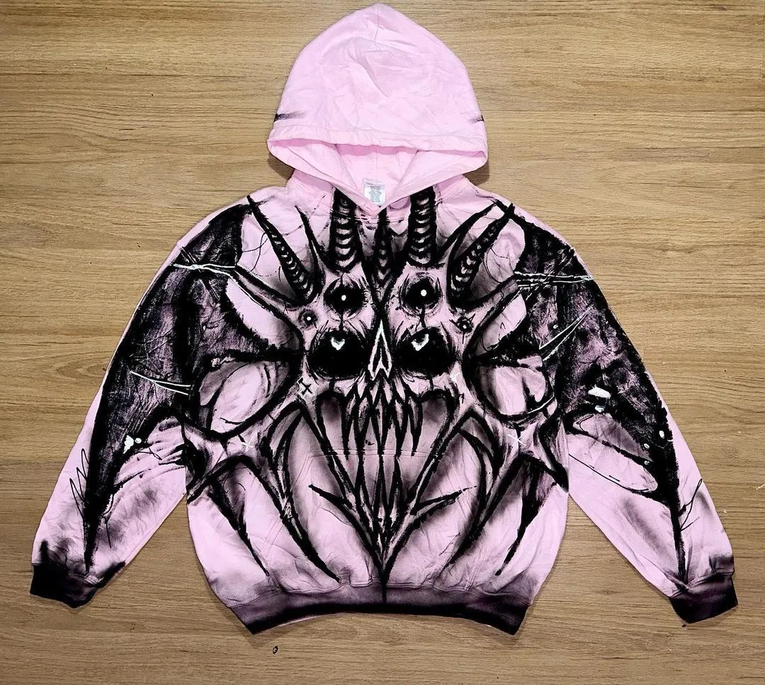 y2k Wome clothing hoodies Printed Pattern Pullover Sweatshirt streetwear Oversized  Punk Vintage kpop dark long-sleeved tops hot