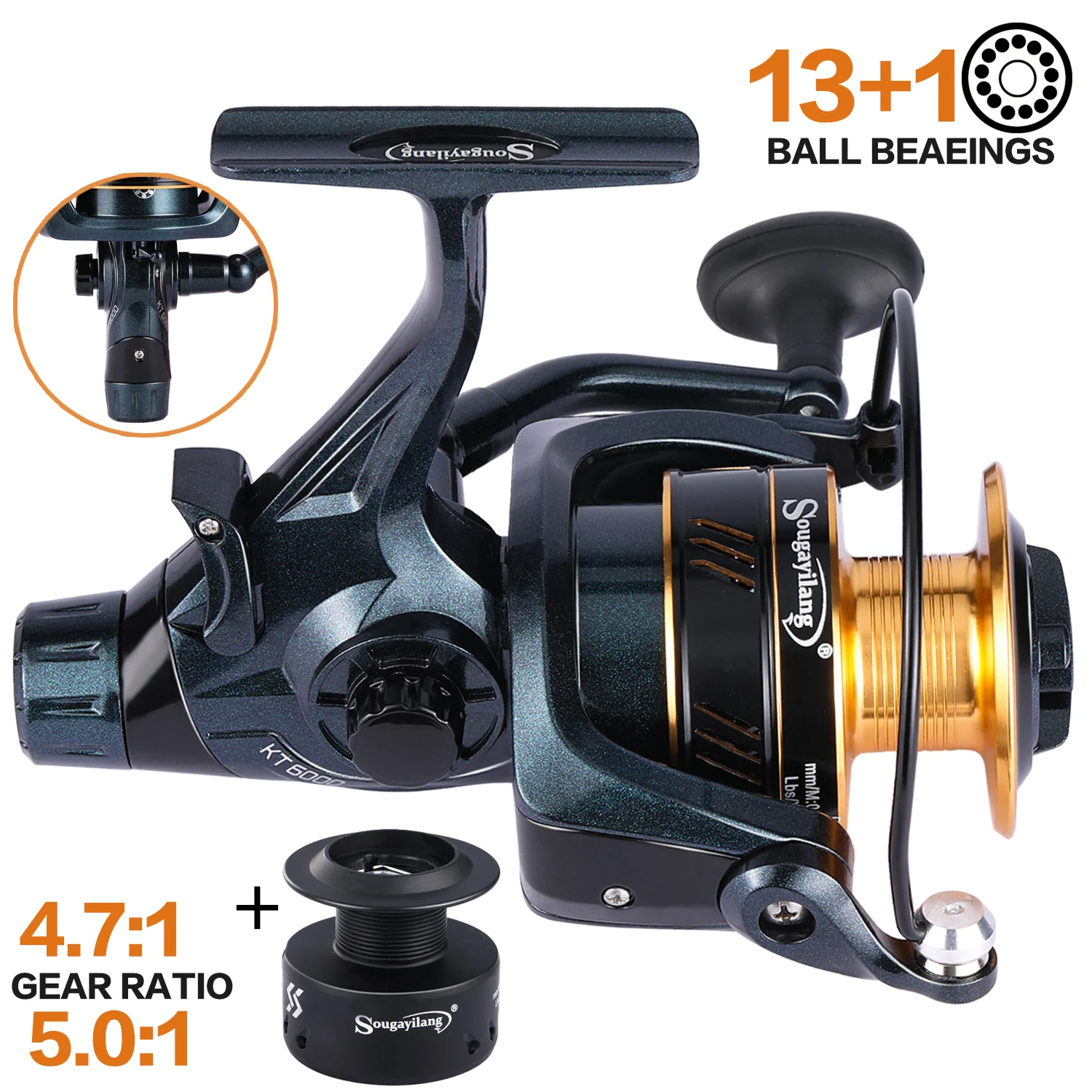 Carrete de Pesca Sougayilang, Carrete Giratorio de Doble Arrastre Resistente de 10-20 kg, Molinete, Carretilha De Pesca, Olta, Makaralar, Carretes de Pesca Marítima