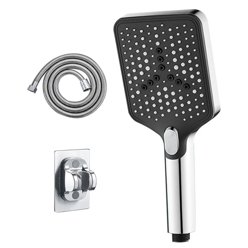 3 Modes Silver Shower Head Spa Rain High Pressure Portable Bathroom Mixer Faucet Accessories Camping Bath Goods Set