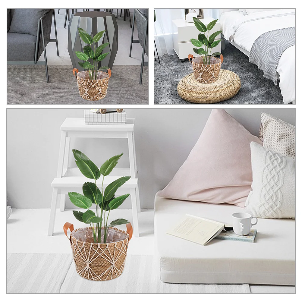 

Straw Woven With Handle Portable Flower Storage Basket Wedding Party Decorative Handmade Natural Dried Flower Arrangement Holder