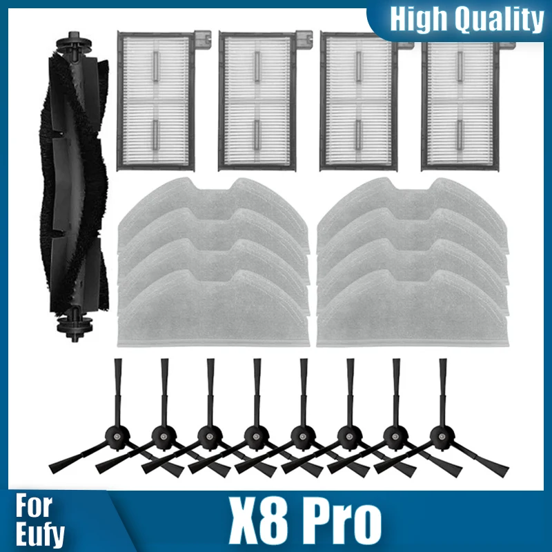 

Rubber Brush Side Brush Mop Pads Dust Bag for Eufy X8 Pro Robot Vacuum Cleaner Part Replacement Accessories