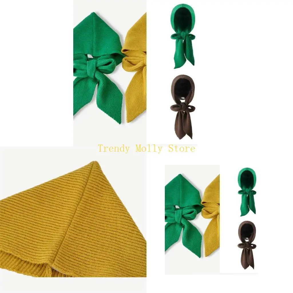 N5KB手作りのかぎ針編みのスカーフ帽子帽子ファッションソフトビーニーハットアウトドアフード付きハット風力向上ベアブルヘッドギア