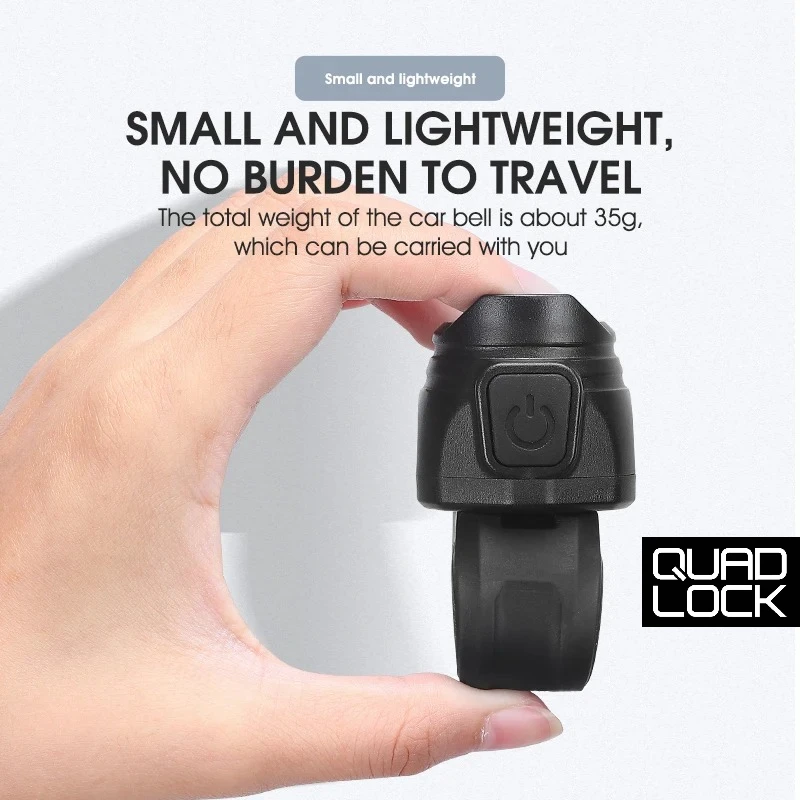 

QUAD LOCK Electric Bell USB Charging Speaker Safety Warning Alarm Horn MTB Road Bike Handlebar Horn Cycling Accessorie