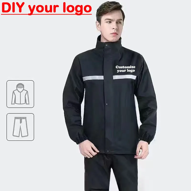 

Diy customize your logo raincoat rain pants suit full body rainstorm proof bicycle motorcycle riding reflective split raincoat