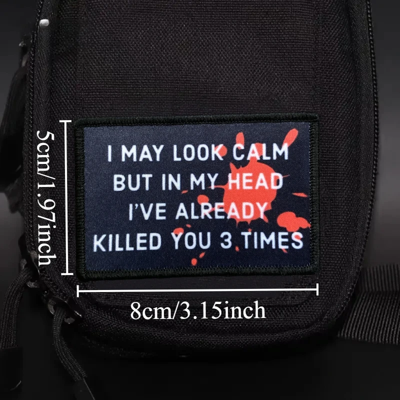 I May Look Calm...  Patch Military Tactical Morale Badge Print Hook&Loop Backpack Clothing Decorative Accessory Sticker Armband