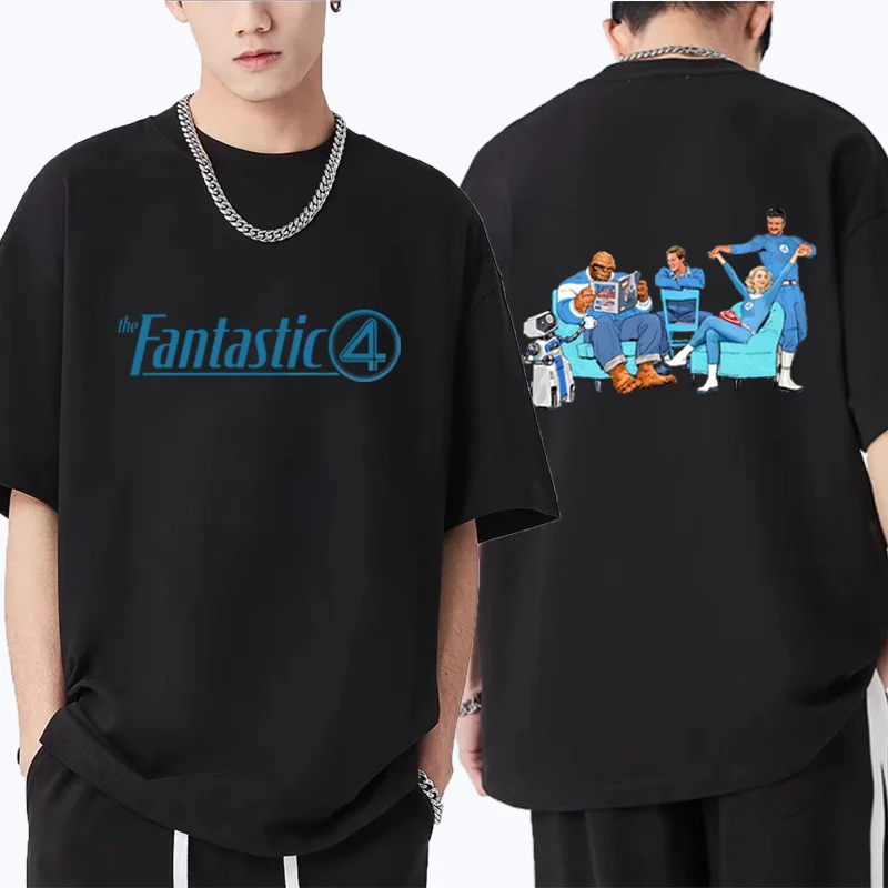 

The Fantastic Four First Steps Graphics T shirt Men Women harajuku Hip Hop streetwear short sleeve T-shirts vintage Cotton Tees