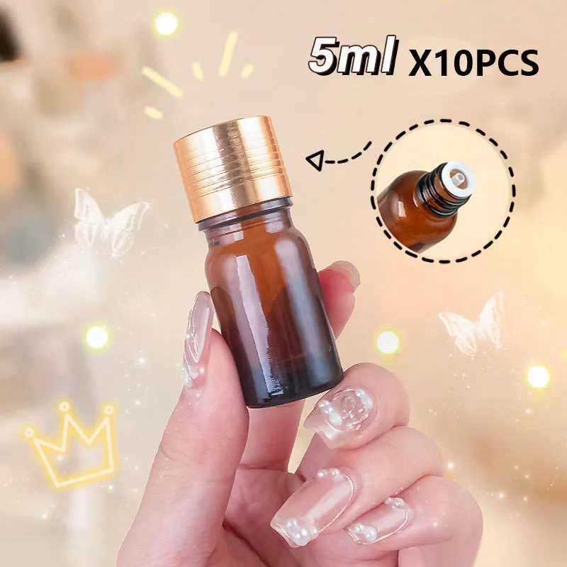 

10 шт./лот, светонепроницаемые янтарные стеклянные флаконы с герметичной крышкой для розлива, упаковка для травяных эфирных масел, для ароматерапии и ухода за кожей