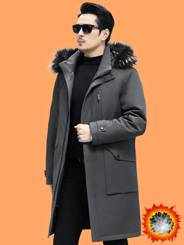 

Новая зимняя удлиненная утепленная мужская пуховая куртка со съемной внутренней подкладкой, большие размеры, модное пальто в деловом стиле, стандартный крой