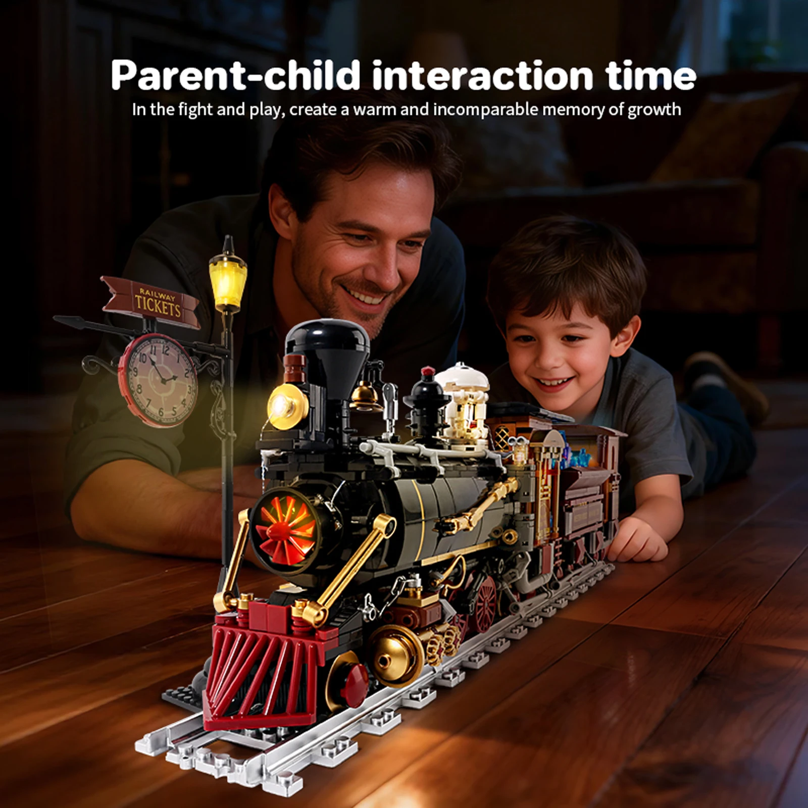 KQ302 1402 pièces Train de minerai mécanique blocs de construction Steampunk créatifs avec lumières LED pour adultes