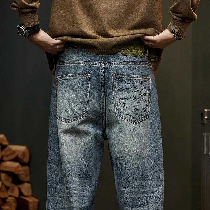 Baggy Jeans Men Wide Leg Pants Casual Oversize Jeans Denim Pants Men\'s Clothing Streetwear Fashion Pockets Male Trousers 2023