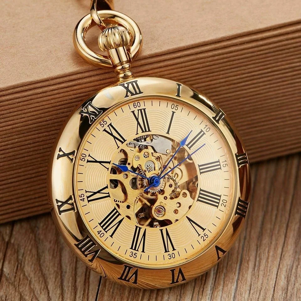 Support Customized OEM ODM Luxury Pocket Watch Engravable Back Men Japan Movt Mechanical Men Pocket Watch