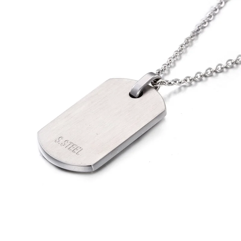 316L Stainless Steel Dog Tag Necklace Pendant Military Card American Soldier Identity Tag Shield Charm For Boy Mens Chain 24 In