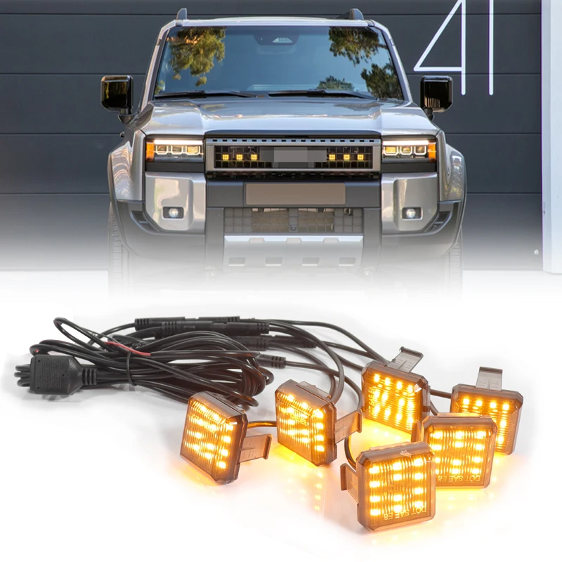 トヨタランドクルーザー-j250-trd-ラプタースタイル-led-マーカーグリルランプ-drl-運転-位置クリアランスマーカーライト-2024-2025
