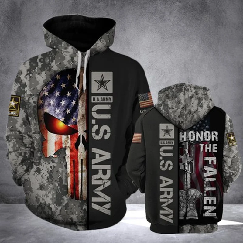 

US Veteran Army 3D Printed Hoodie Soldier Camo Autumn Pullover Sweatshirt Tracksuit 3D Print Men/Women Casual Zipper Hooded