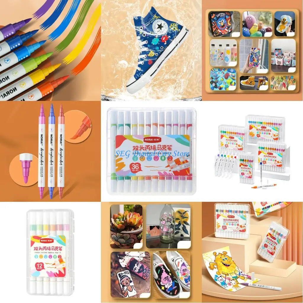 

U75B Double Tip Paint Marker Acrylic Paint Pen for Rock Painting and