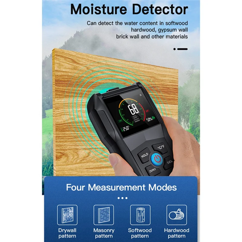 B74A MESTEK Wood Moisture Meter Plastic Wood Moisture Meter Temperature Humidity Detection Home Moisture Detector