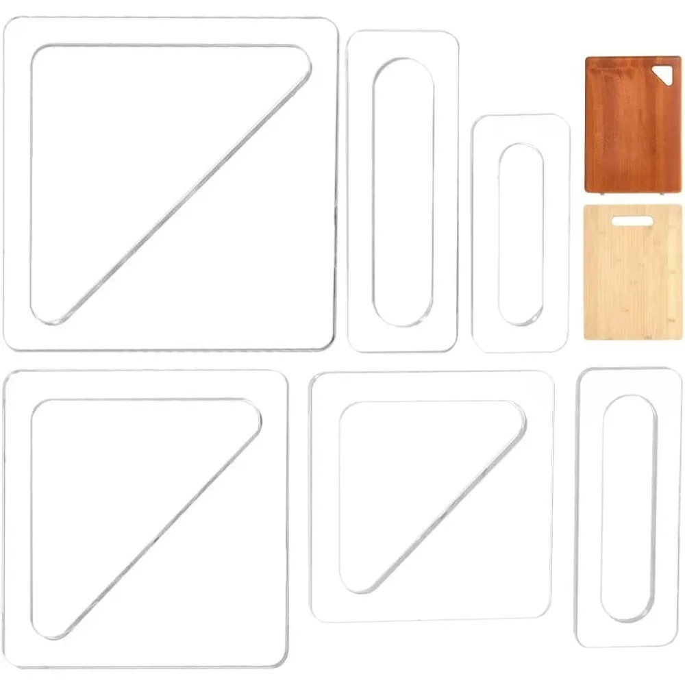 

2 Sets 6 Size Acrylic Charcuterie Board Handle Template Clear Triangular Elliptical Cut Tracing Stencils for Woodworker