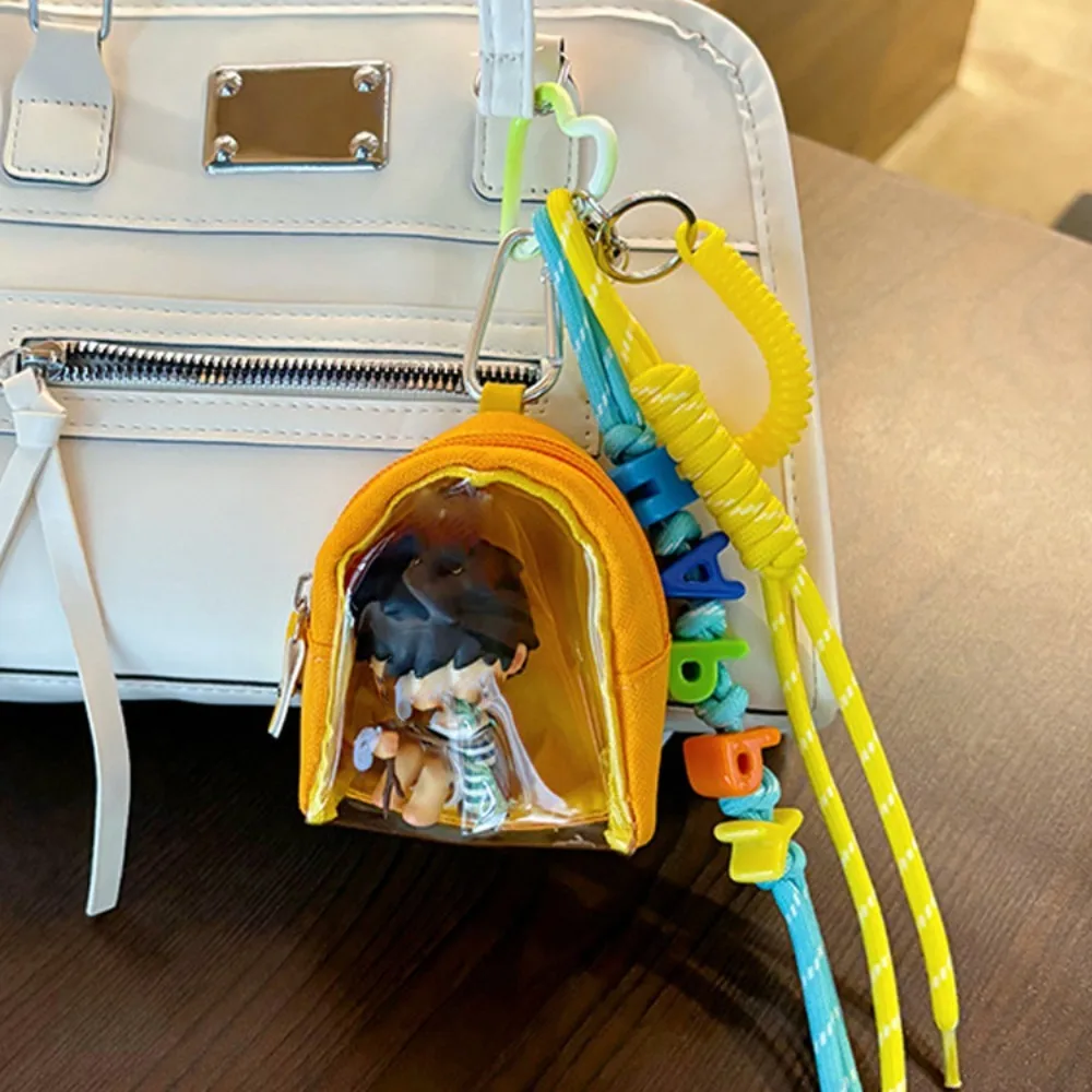 

С брелком, мини-сумка для куклы на открытом воздухе, прозрачная сумка для хранения наушников, прозрачная сумка для хранения кукол, ПВХ, сумка для показа значков, кабели для передачи данных