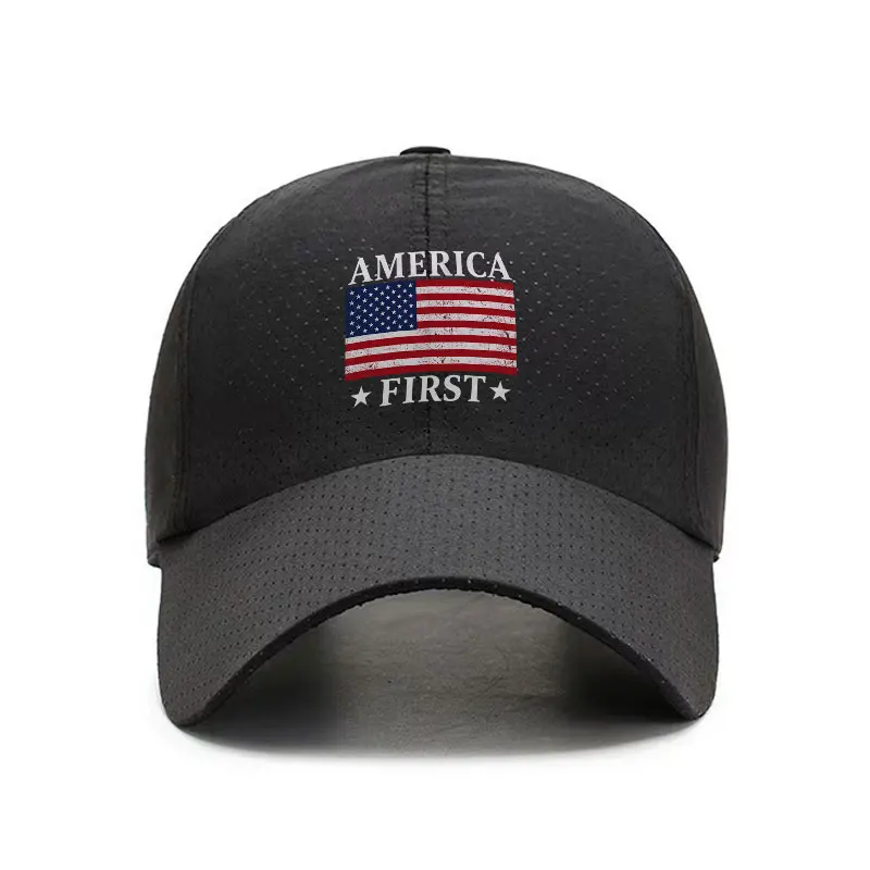 America First Flag Quick Dry Baseball Cap Adjustable Breathable Sports Sun Hat