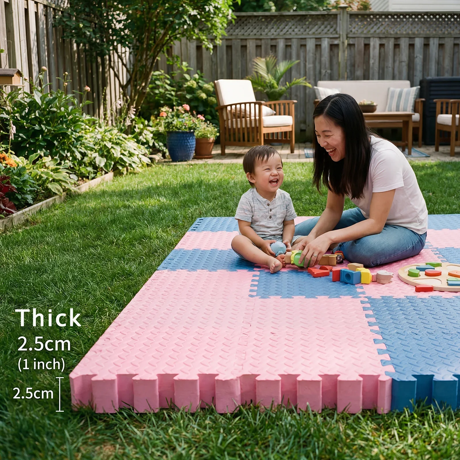 8Pcs 2.5cm Thick EVA Foam Puzzle Play Mat Baby Crawling Floor Mat Interlocking Non Slip Gym Exercise Mat for Kids Playroom Home