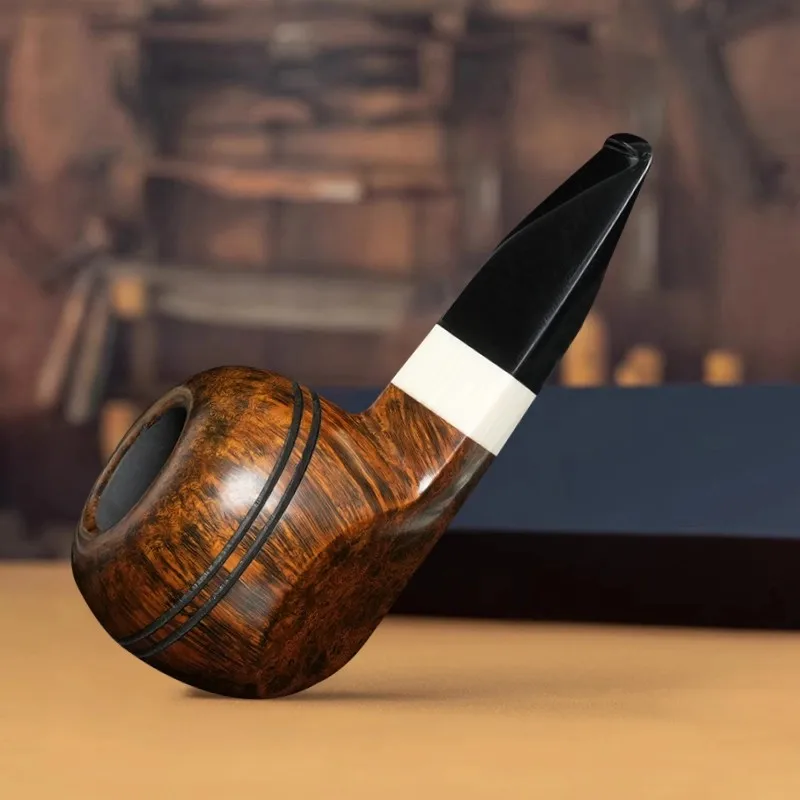 OLDFOX Pipa de tabaco de Briarwood, pipa tallada a mano, pipa de Bulldog, regalo del Día del Padre, pipa de rapé cálida, regalo del Día del Padre sin filtro