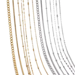 No Fade 2Meters Stainless Steel Chains Gold Color Lips Beads Beaded Chain For Jewelry Making DIY Necklace Bracelet Accessories