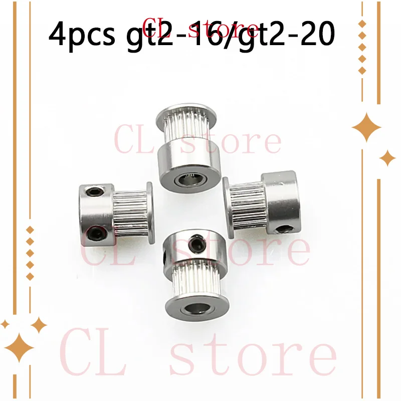 4pcs/lot 2gt 16 20 teeth Timing GT2-16 20 pulley Alumium Bore 5mm forbelt Width 6mm for A8 A6 E10 ender-3 CR-10 3D Printer parts