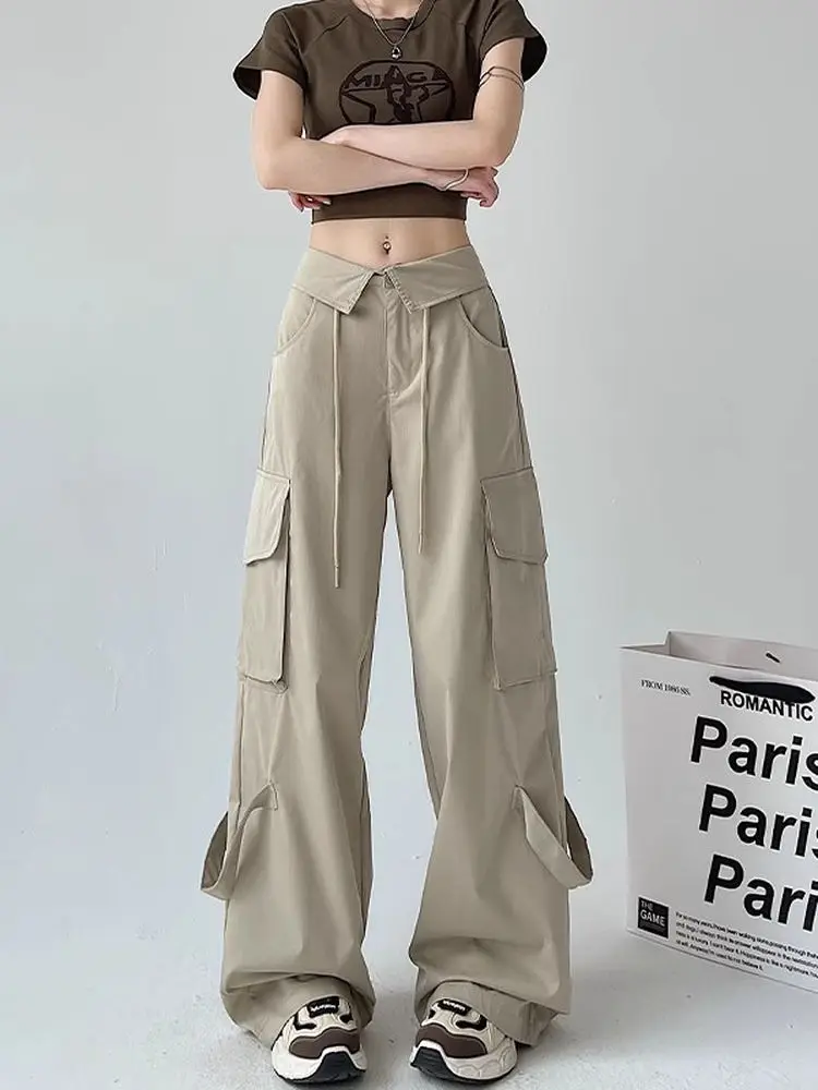 Plones Cargo de Cintura Alta Estilo Americano para Mujer, Diseño Hoado Nuevo de Verano, Plones Deportivos de Pierna...