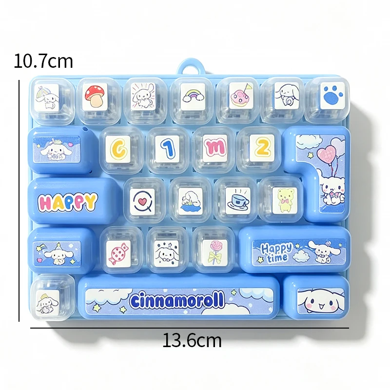 26-toetsen keycap sleutelhanger Sanrio 26‑Key Fidget Keyboard sleutelhanger Hello Kitty Kuromi Cinnamoroll stressverlichtende drukknop speelgoed tasbedel cadeau