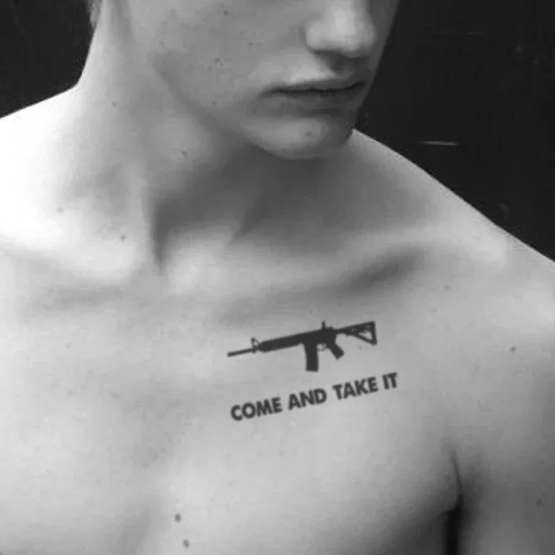 Gun Swallow Waterproof Temporary Tattoo Sticker Black Star English Letters Fake Tatto Flash Tatoo Hand Chest Body Art for Men