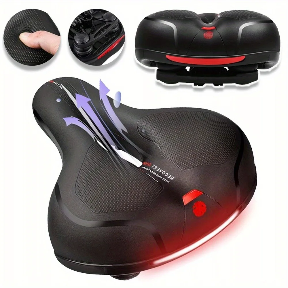 Selle de vélo de montagne, selle de vélo confortable et souple pour hommes et femmes avec double amortisseur, selle de vélo large adaptée aux vélos stationnaires/exercice/intérieur/montagne/route