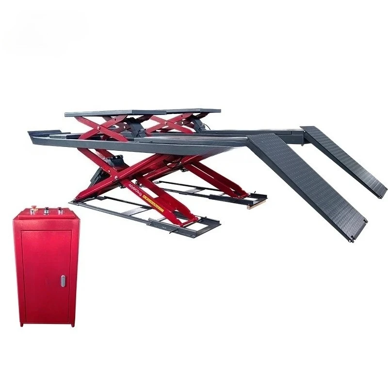 Car maintenance lift Mother and child ultra-thin large scissor lift + four-wheel aligner