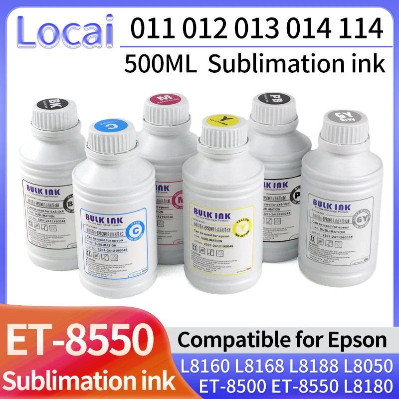 500ML Eco-Tank Sublimation Ink For Epson 011 012 013 014 114 115 552 L8160 L8180 L8168 L8050 ET-8500 ET-8550 T-Shirt Mug Glass