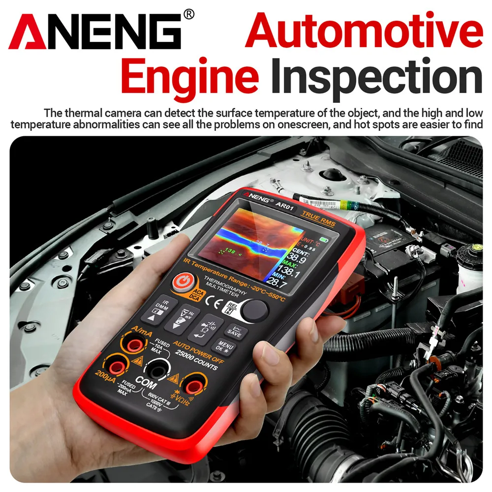 جهاز تصوير حراري متعدد 2in1 مقياس حرارة بالأشعة تحت الحمراء 2.4 بوصة TFT ANENG AR01 25000 عدد كاميرا حرارية أدوات تخزين الصور #3