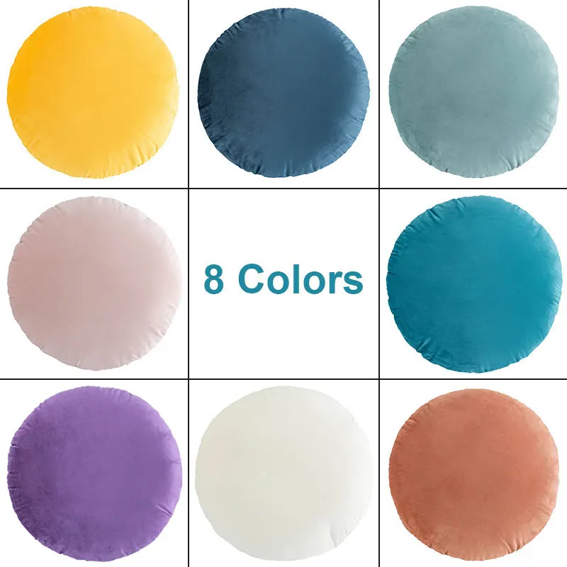 45cm Round Pillowcase Soft Velvet Cushion Cover Solid Color Throw Pillow Case Sofa Car Home Decor Pillowcase Without Fillings