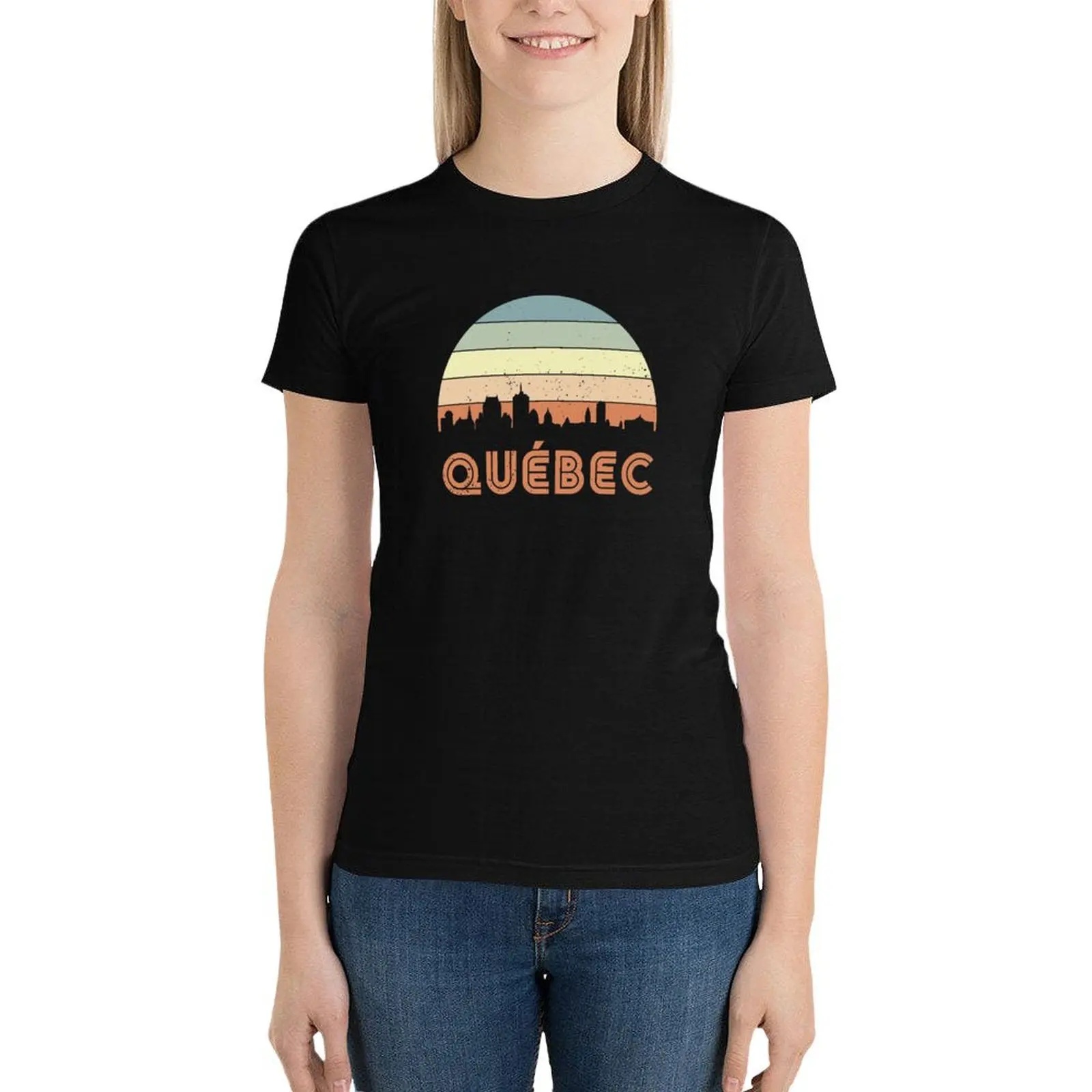 

QUBEC (Worn Retro) T-Shirt cute tops lady clothes clothes for Women