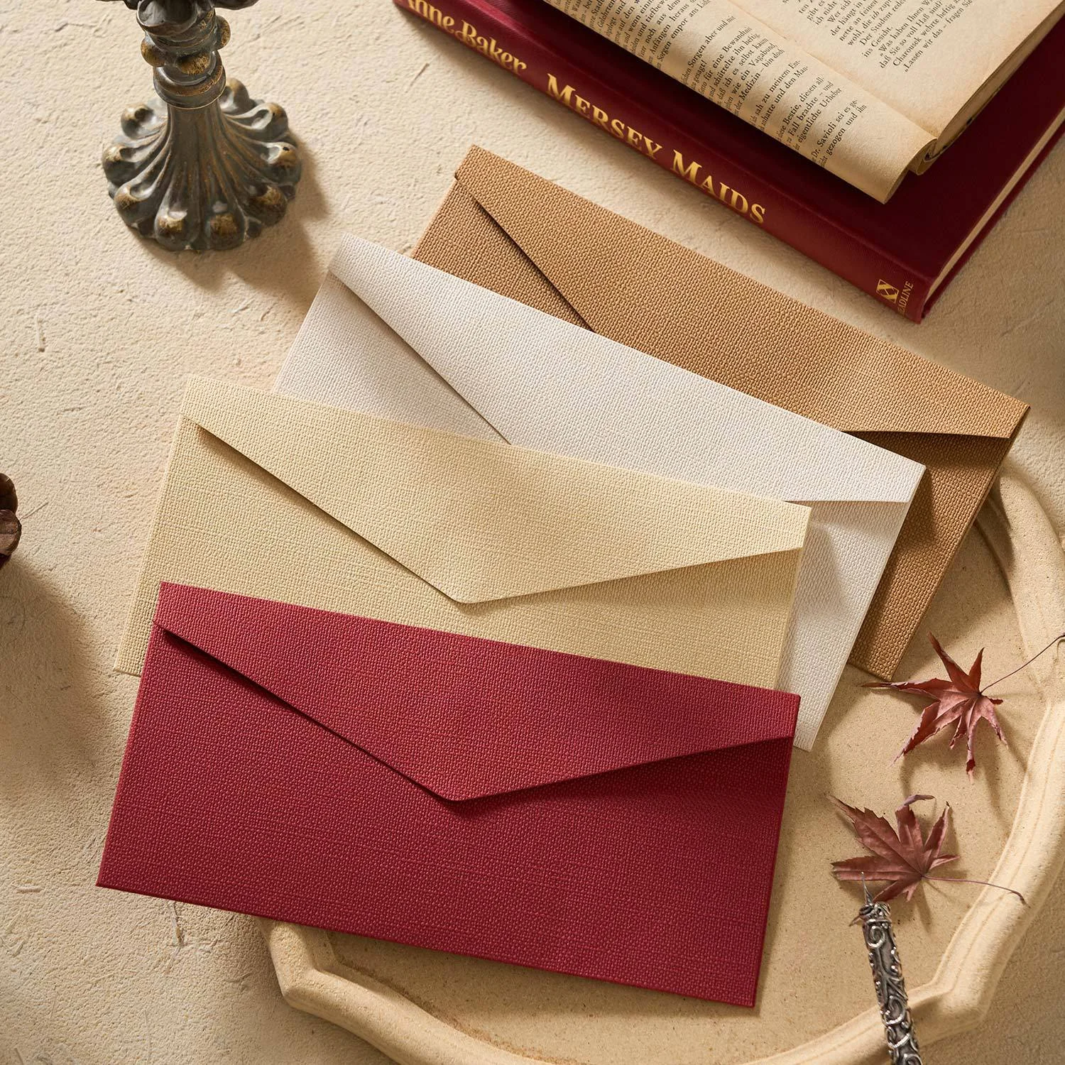 Linen Textured Envelopes Letter Paper Set Vintage Wax Seal Stationery for Wedding Graduation Invitation Love Letters Postcards