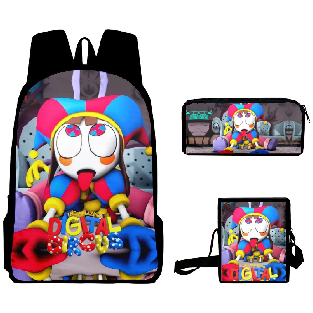 Fashion Youthful New The Amazing Digital Circus 3D Printed 3pcs/Set Travel bags Laptop Daypack Backpack Shoulder Bag Pencil Case