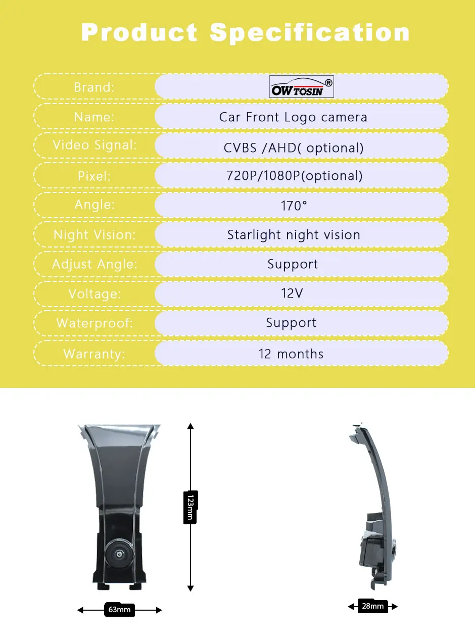 

1920*1080P AHD 170 ° Передняя камера с логотипом для BMW 5 серии G30 G31 2017 2018 2019 2020 2021 2022 2023 Автомобильная камера