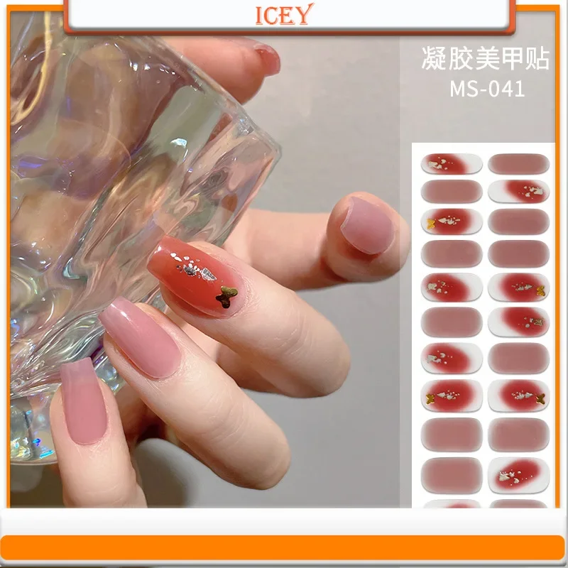 ICEY BEAUTY-Autocollants pour ongles en gel, 1 ensemble, pâte d'amélioration, style ins, dorure laser