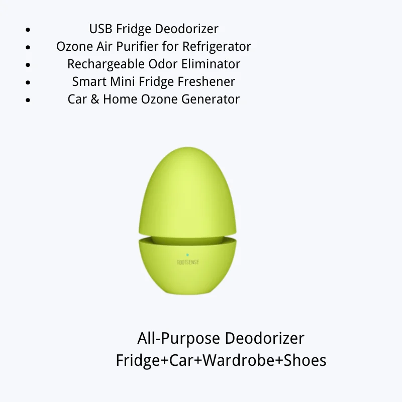 smart USB Fridge Deodorizer Ozone Air Purifier for Refrigerator Rechargeable Odor Eliminator Smart Mini Fridge Freshener Car