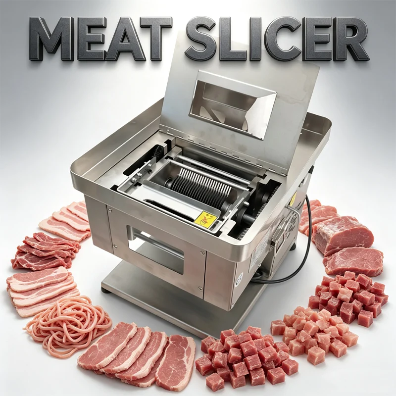 Stainless Steel Meat Cutting Equipment For Restaurant And Canteen Automatic Fresh Meat Slicer