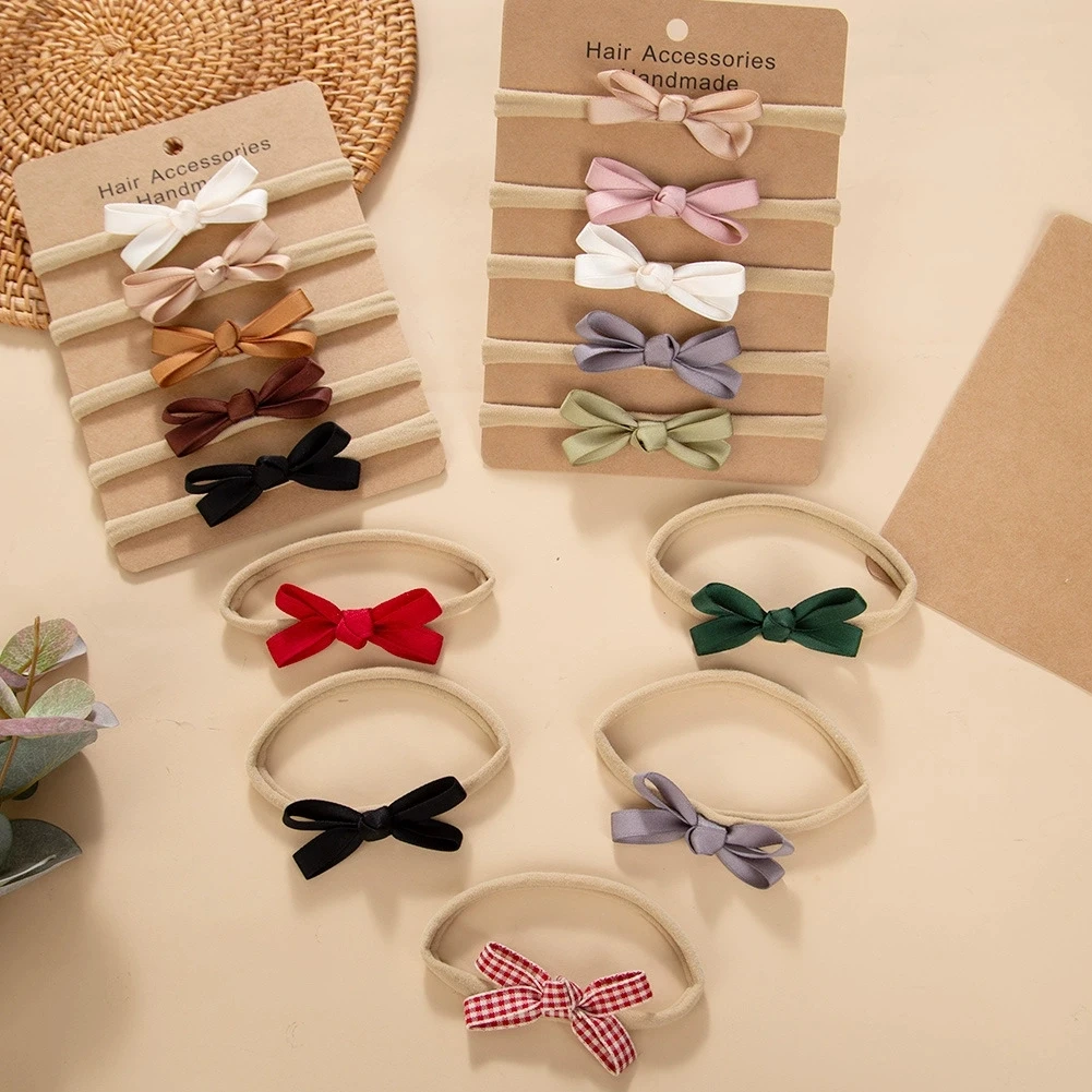 3sets Newborn Hair Accessories Set Little Small Bow Hairband for Girls Headwear Ribbon Bowknot Headbands Kids Nylon  Headwraps